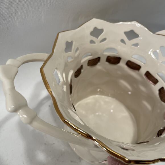 Lenox Bethany Basket, "Tied with Love” Ceramic Vase with Ribbon - Picture 6 of 10